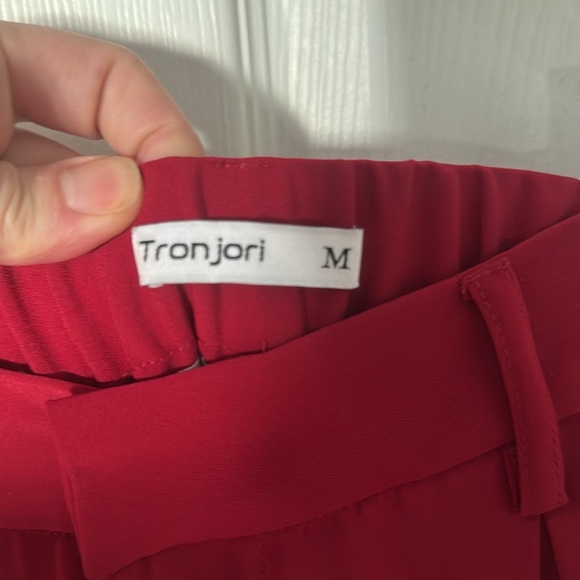 Elegant Red Wide-Leg Pants stretch waist size medium - Picture 2 of 4